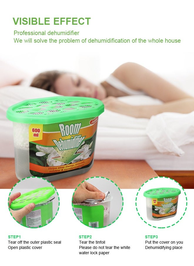 HomarKet 3-Pcs Moisture Absorbers 600ml, Dehumidifiers to Control Excess Moisture for Basements, Closets, Bathrooms, Laundry Rooms, Kitchen & Study,Moisture Absorbers Odor Eliminator（jasmine fragrance）  - Image 4
