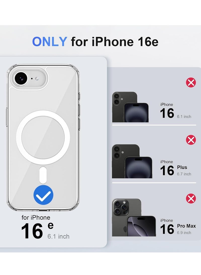 ELTRAZONE iPhone 16E Clear Magnetic Cover – MagSafe Compatible, Hybrid Protective Crystal Clear Hard Back Case, Shockproof Silicone Frame, Slim Transparent Case for Apple iPhone 16E - Image 2