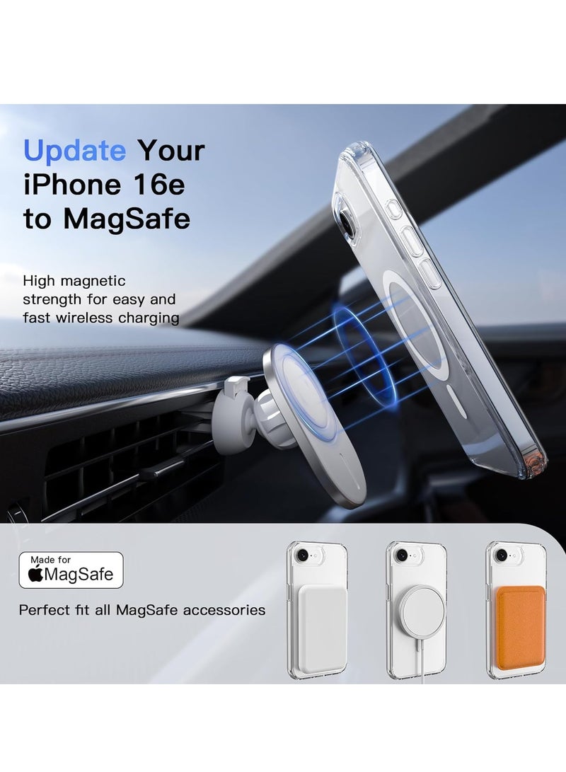 ELTRAZONE iPhone 16E Clear Magnetic Cover – MagSafe Compatible, Hybrid Protective Crystal Clear Hard Back Case, Shockproof Silicone Frame, Slim Transparent Case for Apple iPhone 16E - Image 3