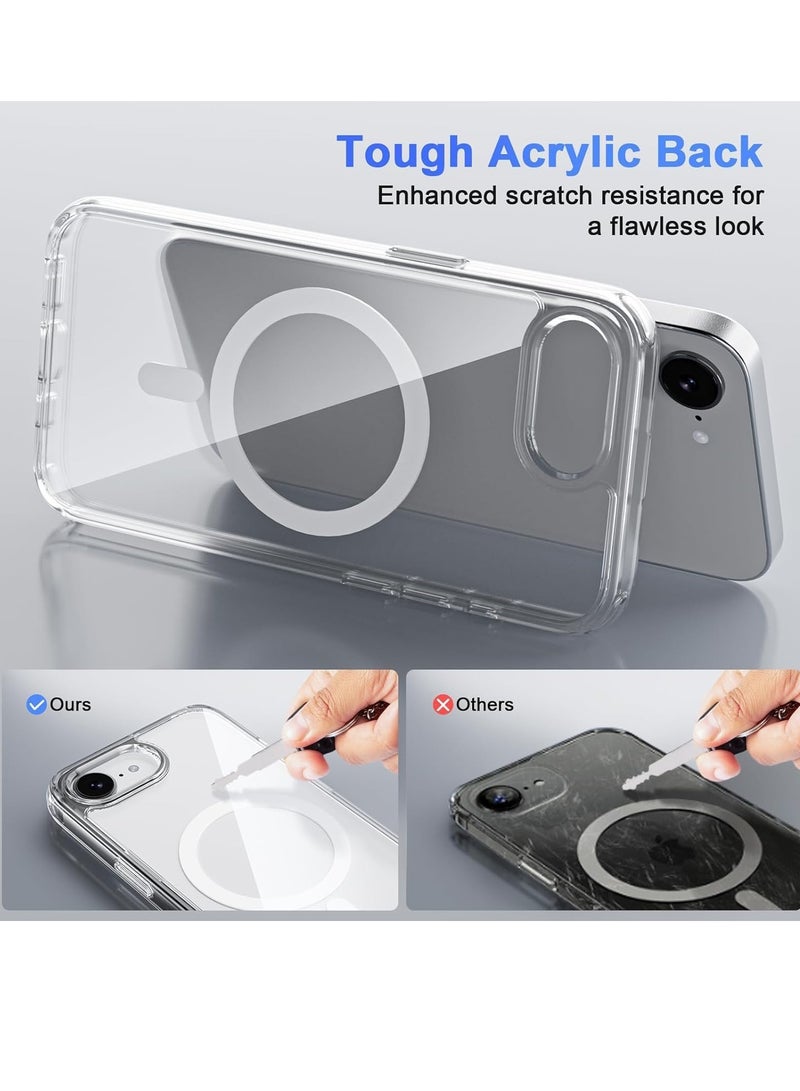ELTRAZONE iPhone 16E Clear Magnetic Cover – MagSafe Compatible, Hybrid Protective Crystal Clear Hard Back Case, Shockproof Silicone Frame, Slim Transparent Case for Apple iPhone 16E - Image 4
