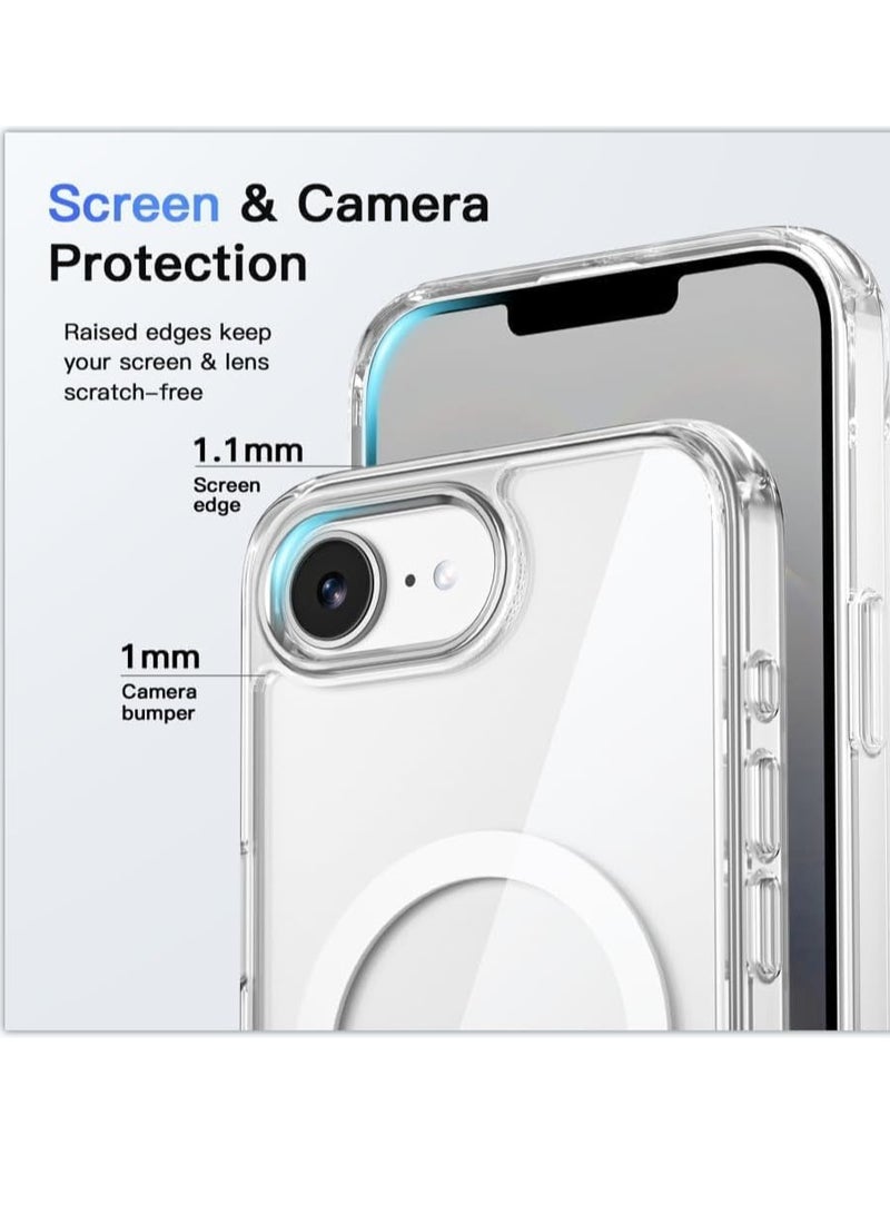 ELTRAZONE iPhone 16E Clear Magnetic Cover – MagSafe Compatible, Hybrid Protective Crystal Clear Hard Back Case, Shockproof Silicone Frame, Slim Transparent Case for Apple iPhone 16E - Image 5