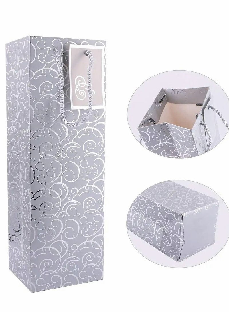 SYOSI Wine Bags, 5pcs Gift Paper Bag Single Bottle Red Tote, 12 Pcs 4.7 x 3.9 x 14.2’Kraft Pap  - Image 2
