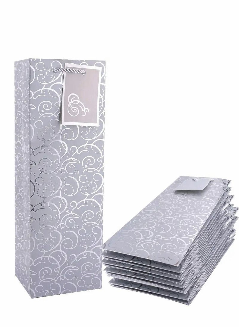 SYOSI Wine Bags, 5pcs Gift Paper Bag Single Bottle Red Tote, 12 Pcs 4.7 x 3.9 x 14.2’Kraft Pap  - Image 1