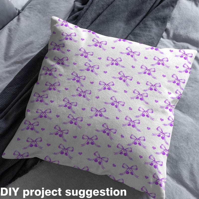 Purple Cherry Bow Upholstery Fabric for Chairs Cute Ribbon Bow Outdoor Fabric by The Yard 72"x63", Dreamy Princess Bowknot Dreamy Princess Bowknot Landscape Fabric, Kawaii Room Decor Aesthetic - Image 3