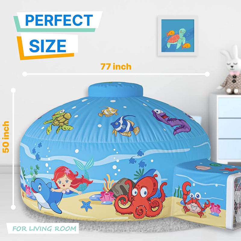 Skywin Air Tent for Kids 77 x 50 Builds in 30 Sec Toddler Tents Indoor for Imaginative Play Spacious Kids Forts Indoor Playhouse for Boys  Girls Ages 314 Fan Not Incl Deep See Fun - Image 3
