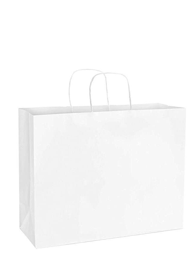 White Paper bags with handles 43 x 40 x 14 cm Large Kraft Gift bags for Birthday Party Favors, Weddings, Bridal Shower, Businesses (12 Bags)