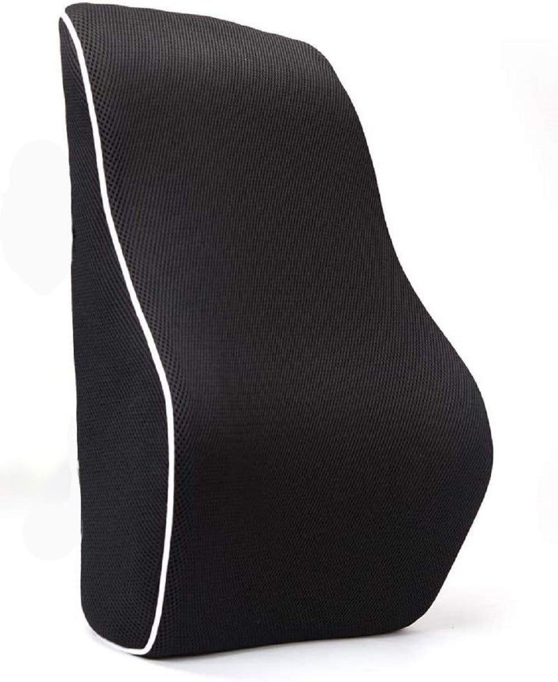 obliq Memory Foam Chair Cushion for Back Pain Relief Orthopedic Lumbar Support Backrest Pillow for Office Chairs & Cars(Black) - Image 1