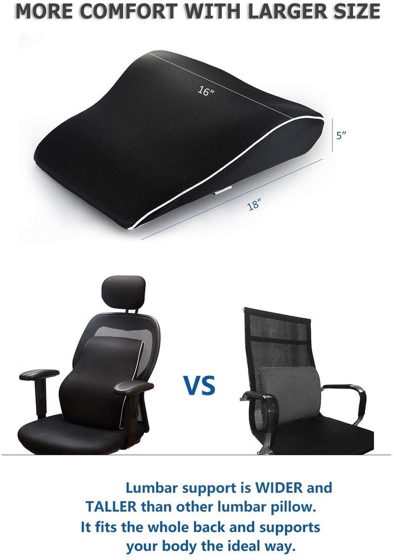 obliq Memory Foam Chair Cushion for Back Pain Relief Orthopedic Lumbar Support Backrest Pillow for Office Chairs & Cars(Black) - Image 4