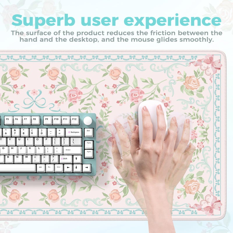 iCasso Computer Pad Blue,Aesthetic Mouse Pad for Laptop,Non-Slip Keyboard Mats for Desktop,Cute Girly Desk Mats with Stitched Edges,Extra Large Desk Cover Protector for Gaming Office Home - Image 4