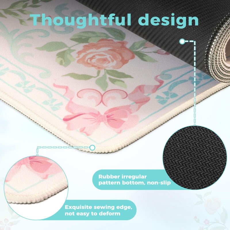 iCasso Computer Pad Blue,Aesthetic Mouse Pad for Laptop,Non-Slip Keyboard Mats for Desktop,Cute Girly Desk Mats with Stitched Edges,Extra Large Desk Cover Protector for Gaming Office Home - Image 5