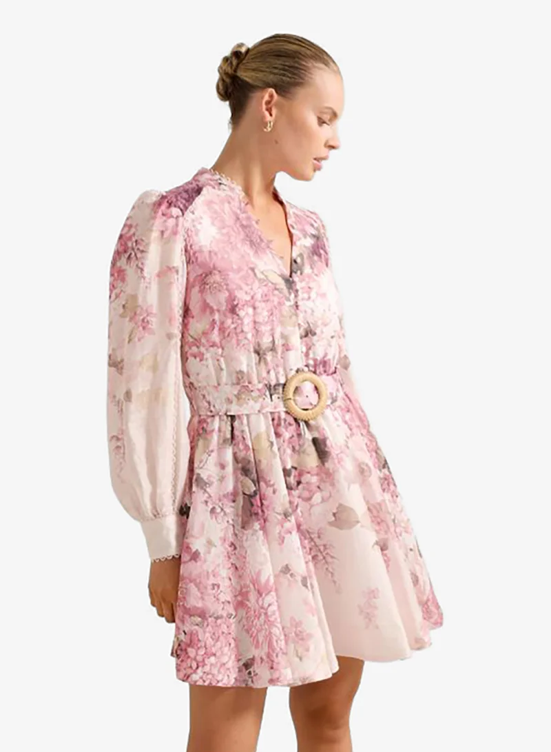 forever new  Vienna Floral Print Belted Mini Dress for Women | Best Price UAE