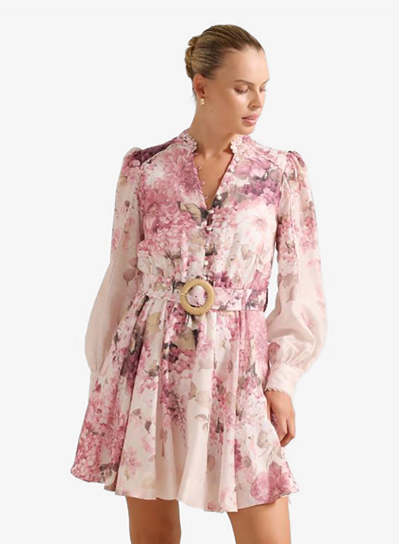 forever new Vienna Floral Print Belted Mini Dress - Image 1