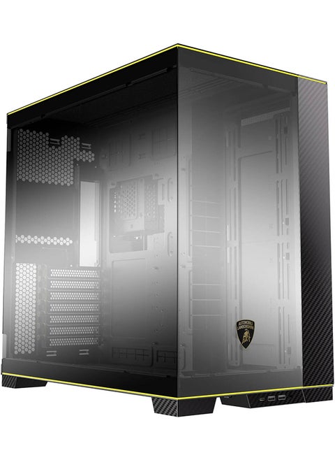 O11D EVO RGB Automobili Lamborghini Edition Tower Computer Case, Up to 420mm Radiator & 9x Fan Support, 5″ LCD Display, 4.0mm Tempered Glass, Steel & Carbon Fiber Material