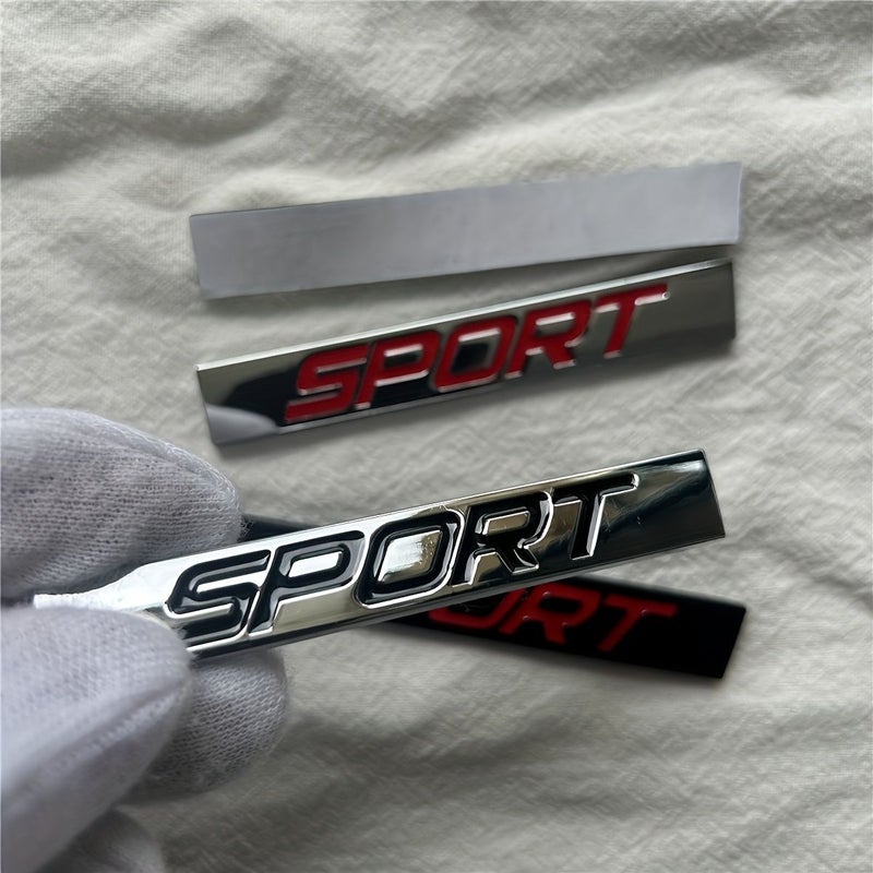 Silvery Red Metal SPORT Car Badge Scratch Cover Lettering for Auto Exterior - Image 3