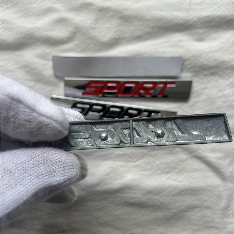 Silvery Red Metal SPORT Car Badge Scratch Cover Lettering for Auto Exterior - Image 5