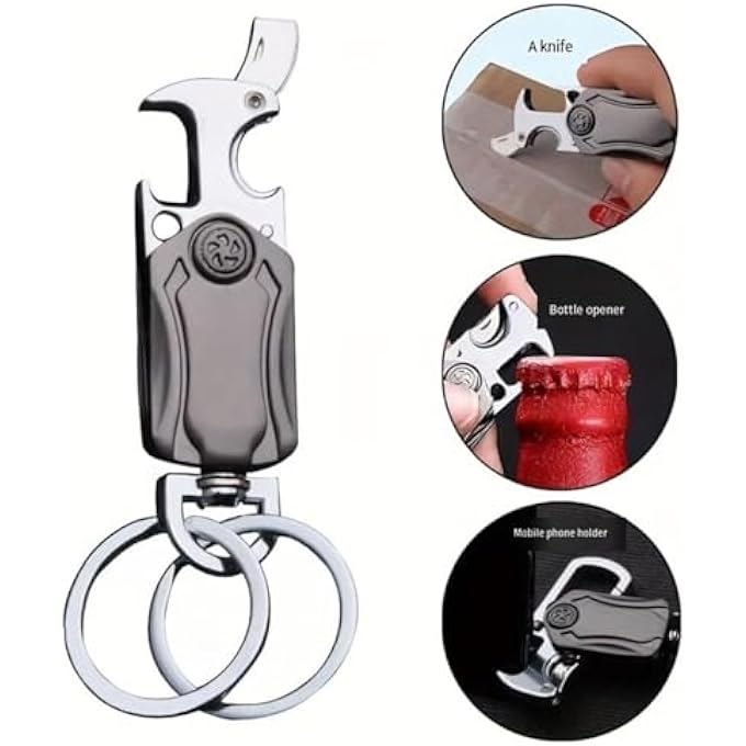 MULTIFUNCTIONAL KEYCHAIN, BOTTLE OPENER KEYCHAIN ACCESSORIES, KEYCHAIN CLIP, KEY FOB KEYCHAIN HOLDER FOR MEN AND WOMEN, 360 DEGREE ROTATABLE, CARABINER CAR KEYCHAINS, PROTECTION KEYCHAIN - Image 4