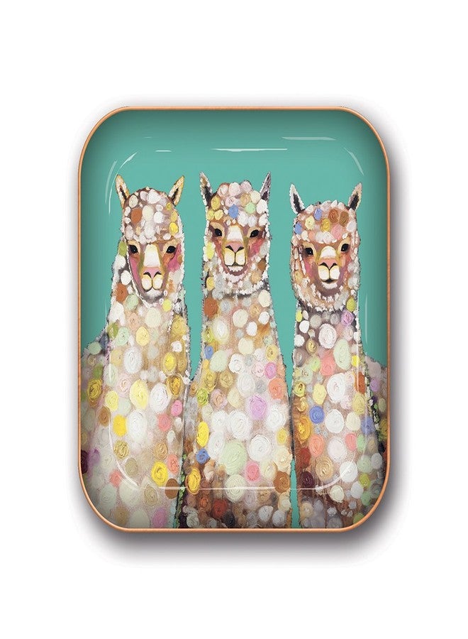 Studio Oh! Small Metal Catchall Tray by Studio Oh! - Eli Halpin Alpaca - 3.75" x 3.75" - Dish Tray with Unique Full-Color Artwork - Holds Jewelry, Change, Paperclips & Trinkets - Image 1