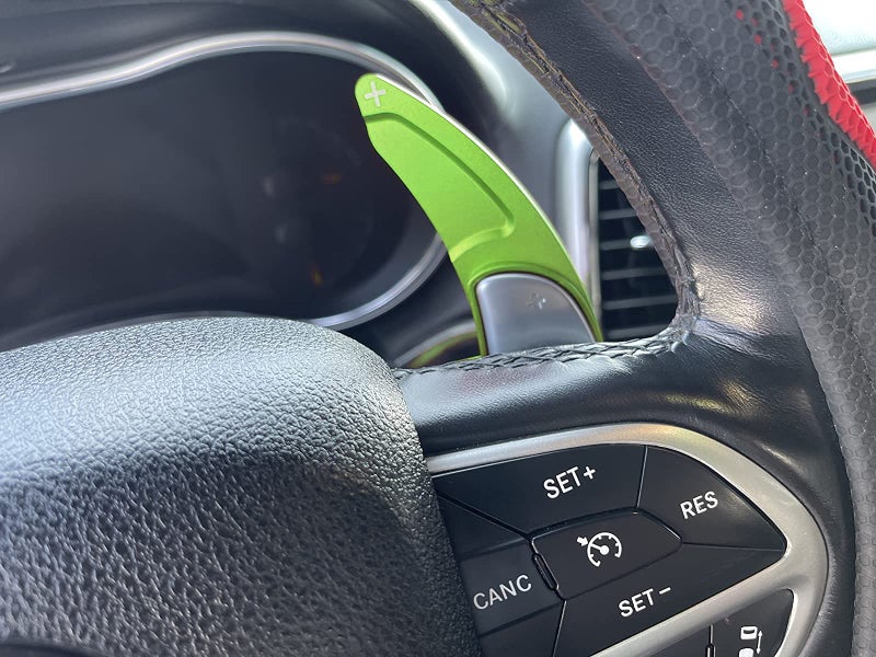 MOEBULB Steering Wheel Shift Paddle Extension Cover Compatible with Jeep Grand Cherokee 2014-2020 Dodge Challenger Charger Durango RT and Scat Pack Extended Shifter Trim Cover 2pcs - Green - Image 4