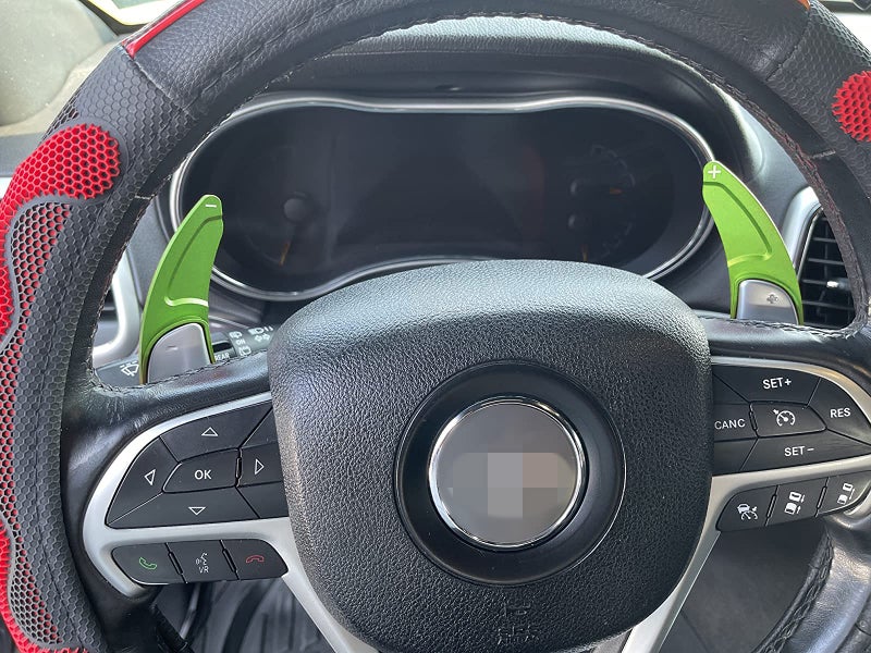 MOEBULB Steering Wheel Shift Paddle Extension Cover Compatible with Jeep Grand Cherokee 2014-2020 Dodge Challenger Charger Durango RT and Scat Pack Extended Shifter Trim Cover 2pcs - Green - Image 5