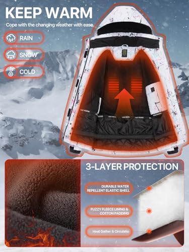 FREE SOLDIER Women's Waterproof Ski Snow Jacket Fleece Lined Warm Winter Rain Jacket with Hood Fully Taped Seams(Floral Print,XL) - Image 3