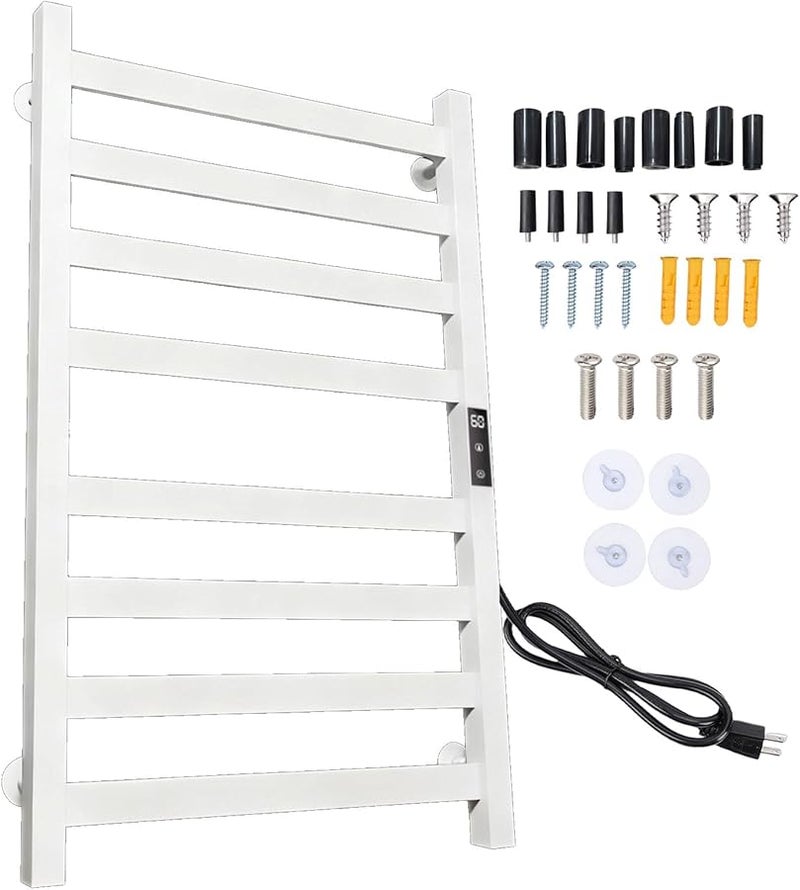 Heated Towel Rack Adjustable Temperature 35 70 With Timer Wall Mounted Aluminum Alloy Towel Warmer US Plug - Image 2