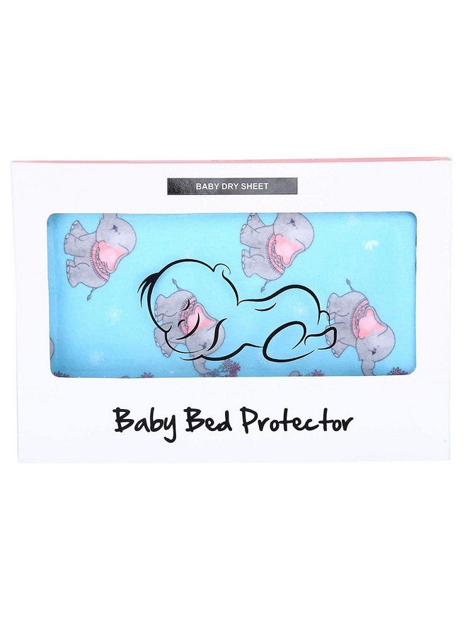 AHC Baby Printed Quick Dry Fleece Elephant Print Sheet Bed Protector (Size: Large; 100 X 140 Cm; Blue) - Image 1