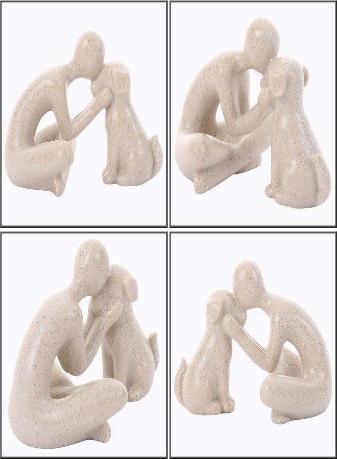 FriyGardcn تمثال كلب من FriyGardcn، ديكور منزلي، تمثال لطيف لرجل وكلب، ديكور للرفوف، غرفة المعيشة، غرفة النوم، المنزل، هدايا تذكارية لمحبي الحيوانات الأليفة (حجر رملي) - Image 3