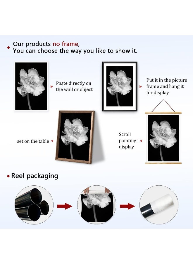 Home Trove Oitrela Canvas Prints Wall Art For Home and Office Wall Decoration Black And White Flower Canvas Artwork Print Painting Picture Floral Modern Abstract Unframe Wall Art for Living Room Bedroom Kitchen  - Image 2