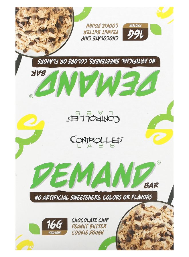 controlled labs Demand Bar Chocolate Chip Peanut Butter Cookie Dough 12 Bars 2.12 oz (60 g) Each
