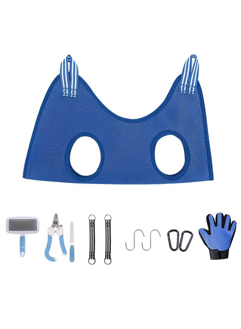 Generic Blue-11PCS M 5-10KG Cat Grooming Hammock Pet Nail Cutting Anti Scratch Bite Fixed Bag Kitten Bath Trimming Restraint Bags Beauty Pet Supplies Set  - Image 1