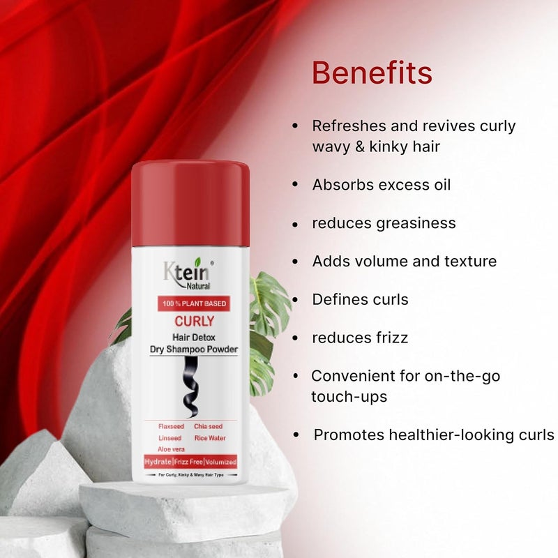 Ktein Natural 100 Plant Based Hair Detox Dry Shampoo Powder for Curly Hair 25g - Image 3