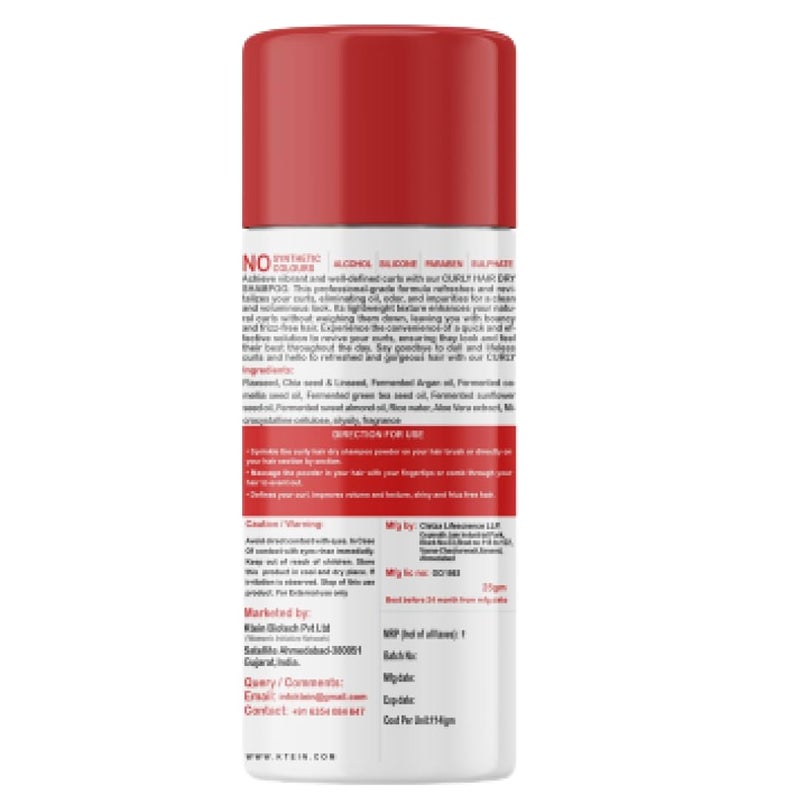 Ktein Natural 100 Plant Based Hair Detox Dry Shampoo Powder for Curly Hair 25g - Image 2