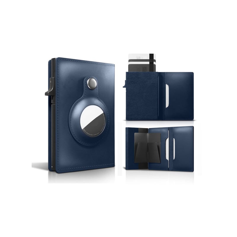 Zikra AirTag Wallet, Trackable Wallet with AirTag Holder, RFID-Blocking Minimalist Leather Wallet, Slim Leather Airtag Wallet, Men and Women, Smart Wallet, AirTag Not Included (Cobalt) - Image 1