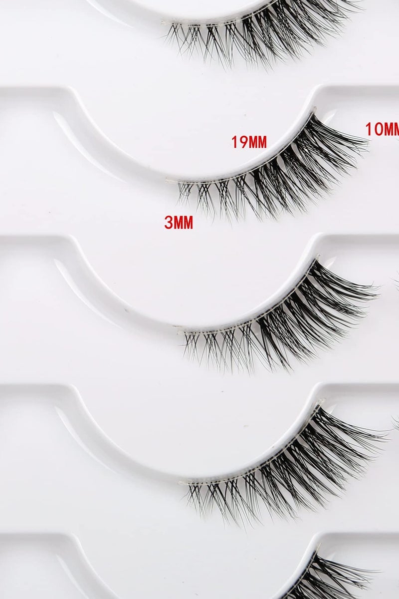 Natural Short Cat Eye Half False Eyelashes with Transparent Band   Artificial Soft Fiber False Eyelashes 14 Pairs - Image 2