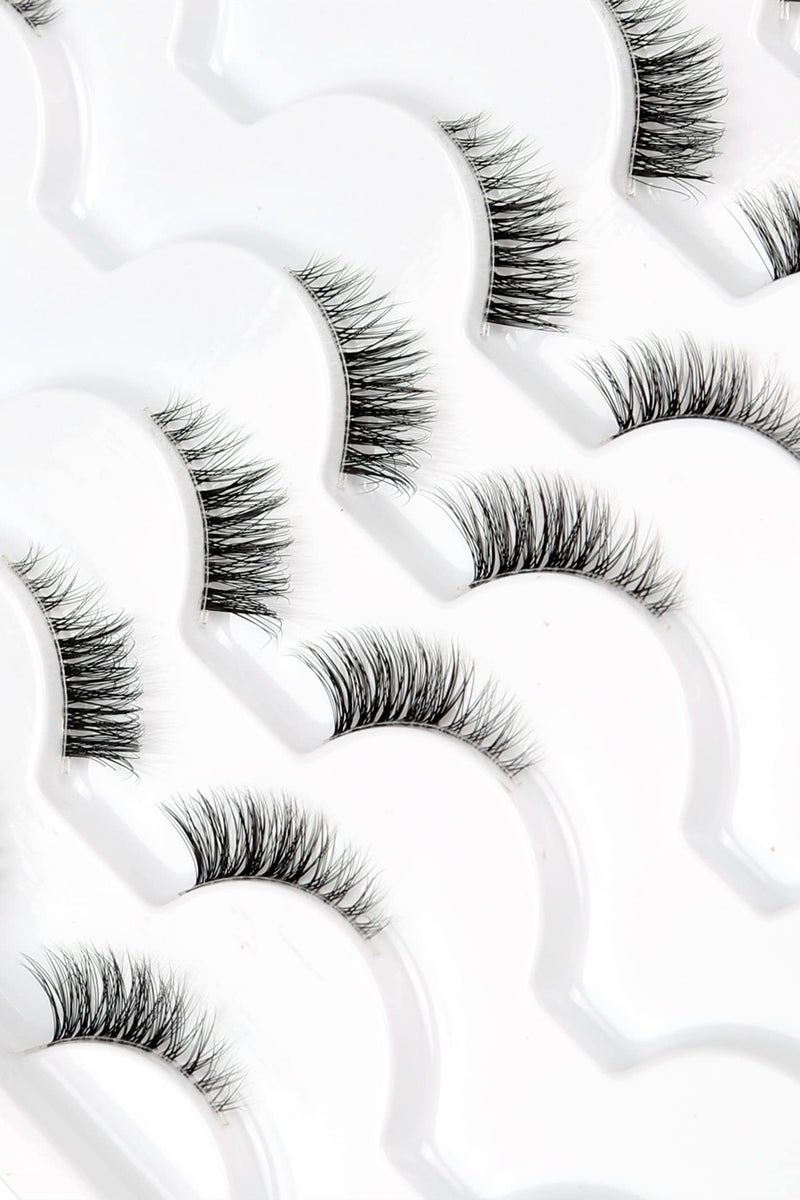 Natural Short Cat Eye Half False Eyelashes with Transparent Band   Artificial Soft Fiber False Eyelashes 14 Pairs - Image 3