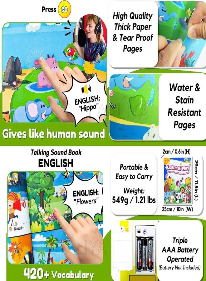 LAALIYA Learn & Play English Learning Book for Kids | Interactive Sound Book with Music, Stories, and Activities | Early Educational Toy for Toddlers and Preschoolers - Image 4