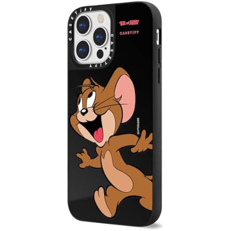 Casetify Mirror Case for iPhone 13 Pro 【Tom and Jerry Colab/Reflective / 4.9ft Drop Protection/Compatible with Magsafe】 - Jerry Character - Black on Black - Image 5