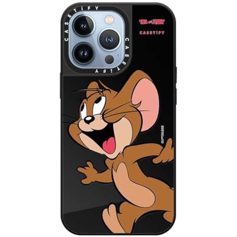 Casetify Mirror Case for iPhone 13 Pro 【Tom and Jerry Colab/Reflective / 4.9ft Drop Protection/Compatible with Magsafe】 - Jerry Character - Black on Black - Image 1