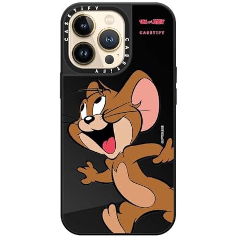 Casetify Mirror Case for iPhone 13 Pro 【Tom and Jerry Colab/Reflective / 4.9ft Drop Protection/Compatible with Magsafe】 - Jerry Character - Black on Black - Image 4