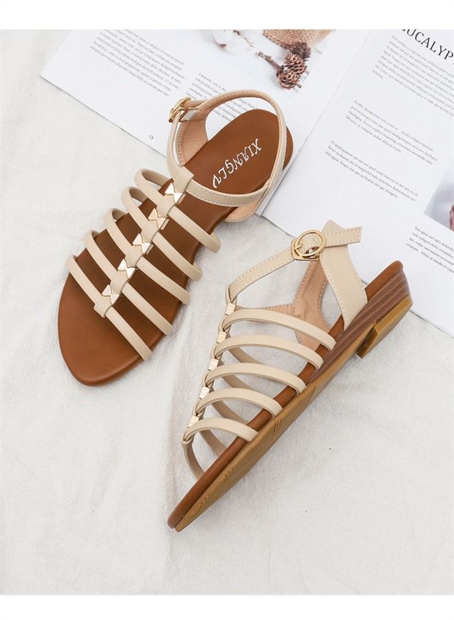Loquat Casual And Versatile Flat Sandals 2CM Beige  - Image 3