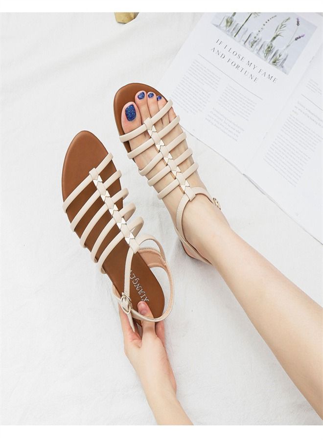 Loquat Casual And Versatile Flat Sandals 2CM Beige  - Image 2