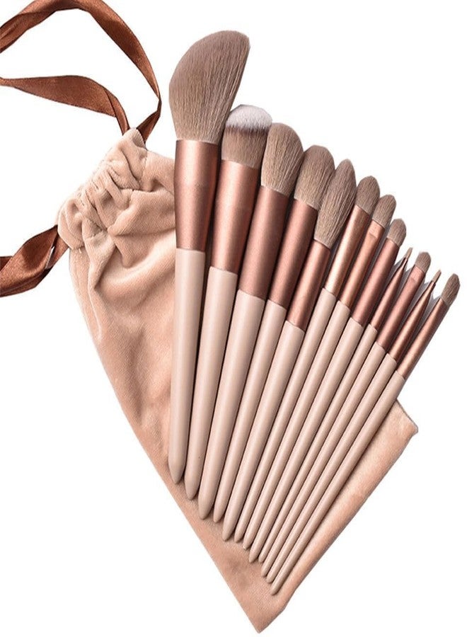 PIXELERA Makeup Brushes 13 Pcs Makeup Kit, Foundation Brush Eyeshadow Brush Make up Brush Set with Bag Hair Makeup Brushes Set Foundation Eyeshadow Kits (multi colour) Beige - Image 1