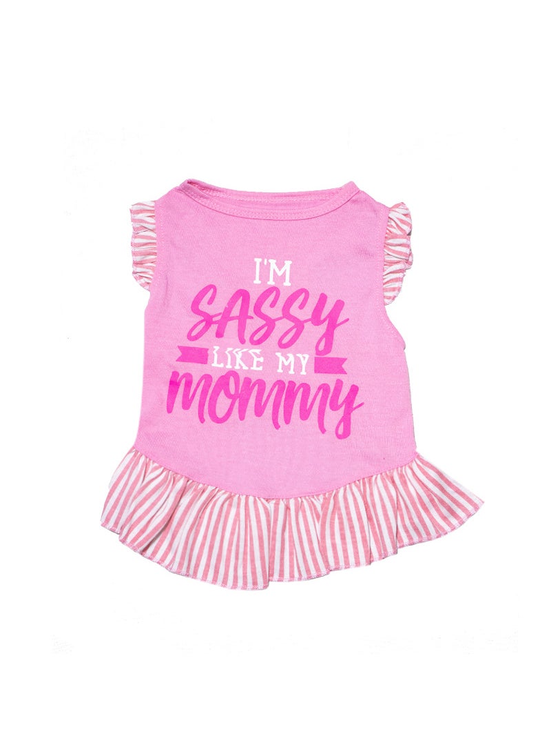 Generic - 2024 Summer Pet Clothes Mommys Little Love Ruffle Skirt for Small Dogs Pink Stripe - Image 1
