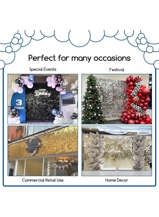 COKAOBE Champagne Gold Shimmer Wall Backdrop 24PCS Gold Sequins Backdrop Decoration Panels, Photo Backdrops for Birthday, Anniversary Wedding Engagement Decoration (Champagne Gold) - Image 5