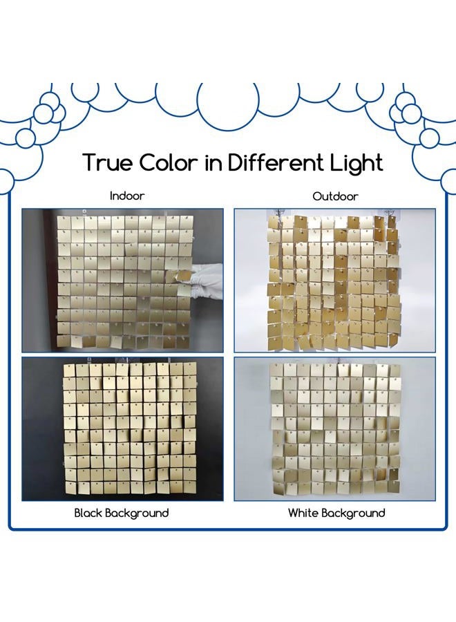 COKAOBE Champagne Gold Shimmer Wall Backdrop 24PCS Gold Sequins Backdrop Decoration Panels, Photo Backdrops for Birthday, Anniversary Wedding Engagement Decoration (Champagne Gold) - Image 4