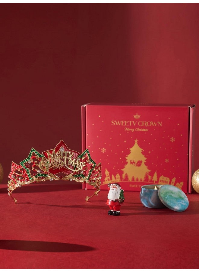 إسكدنيا Jeweled Crown Merry Tree Tiara Rhinestone Headband Costume Accessories For Merry  Party For Women Girls, Xmas Box Set-Merry - Image 4