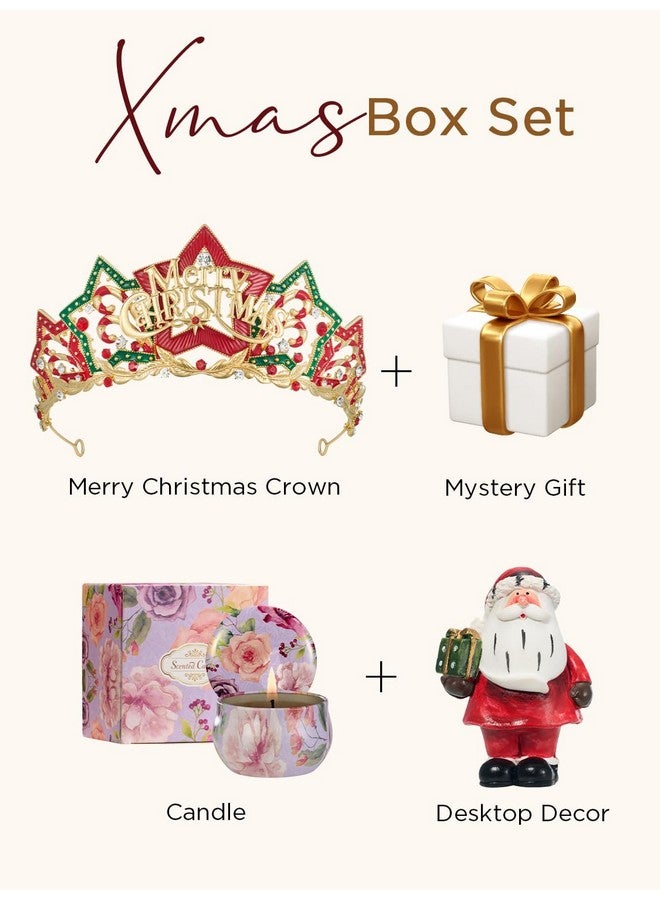 إسكدنيا Jeweled Crown Merry Tree Tiara Rhinestone Headband Costume Accessories For Merry  Party For Women Girls, Xmas Box Set-Merry - Image 3