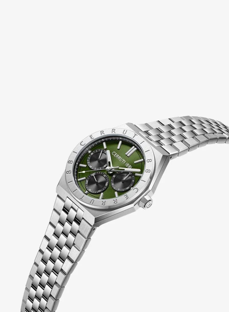 شيروتي 1881 Ravello Dark Green Dial, Stainless Steel Bracelet, Multifunction Watch for Men, 42mm