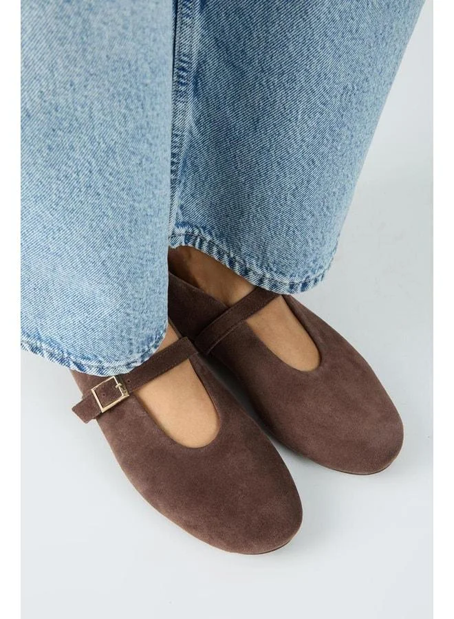 Manijero  Zenga Women's Genuine Leather Single Strap Ballet Flat Brown Shoes. for Women | Best Price UAE