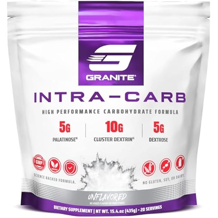 Granite Supplements Granite Intra Carb Powder, Unflavored, High-Performance Carbohydrate Blend with Cluster Dextrin, Palatinose, & Dextrose, Supports Energy and Training (20 Servings) - Image 1